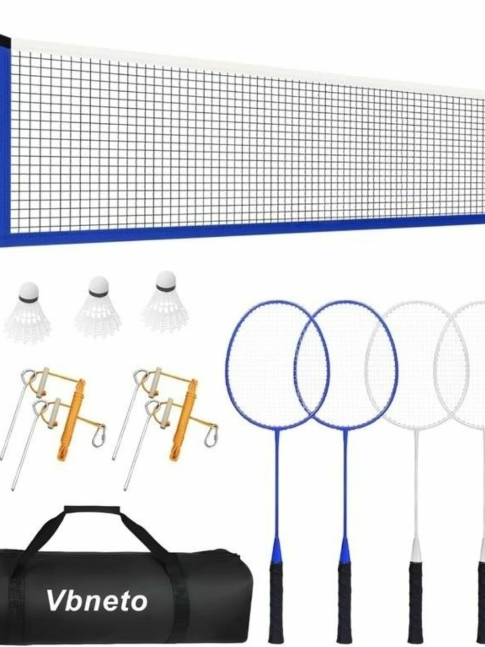 Blue & White Badminton Set with Net and Carry Bag